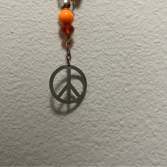Orange Long Peace Sign Necklace - Picture 4 of 4